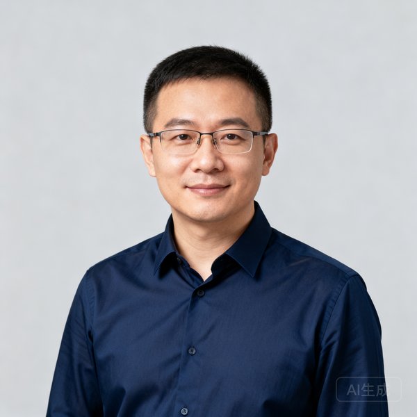 陈启明,联合创始人,短发戴眼镜,身穿深蓝衬衫